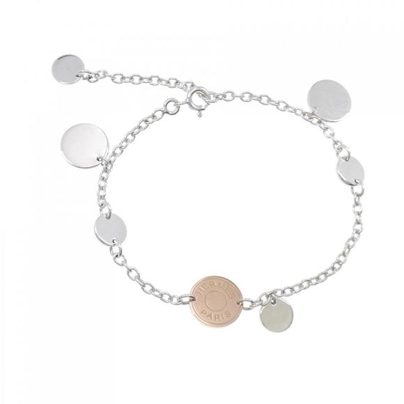 HERMES Pink Gold and Silver Exlibris Charm Bracelet - Picture 3 of 4